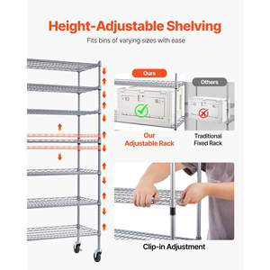 22 Organizer 7-Tier Rolling Bin <b>Storage</b> <b>Rack</b> Steel Wire <b>Shelving</b> System Wheels Mobile Tool Organizer for Garage Classroom - Product Image 4
