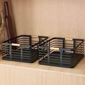 Modern Design Wire And Wooden <b>Tray</b> With Strong Construction For Serving Food Drinks <b>Snacks</b> In Kitchen And Dining Room - Product Image 4