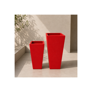 Macetero Cuadrado Alto de Fibra de Vidrio Rojo Mate Moderno, Ligero y Duradero, para Interiores y Exteriores, Personalizable, Fabricación OEM - Product Image 1