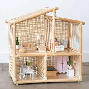 Casas de juguete educativas para niños, casa de muñecas grande de ratán de 2 pisos, suministro del fabricante de casas de muñecas - Product Image 1