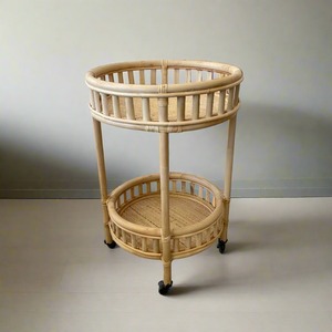 Chariot de service miniature en rotin fait main, chariot à vin en canne robuste à prix abordable - Product Image 4