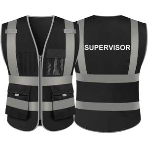 2025 <b>Hi</b> <b>Vis</b> <b>Black</b> Supervisor Safety Vest with 9 Pockets Quick Dry and Waterproof Customizable Logo - Product Image 3