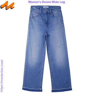 Pantalones Anchos Básicos para Mujer, Cinco Bolsillos, Dobladillo Deshilachado, Elegantes, Lavados, Tela de Algodón y Spandex, 10.85 OZ - Product Image 1