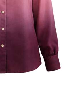 Chemisier décontracté à manches longues boutonné pour femme, dégradé rose à bordeaux, idéal pour le bureau – Fabrication OEM personnalisée - Product Image 6