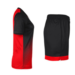 Conjunto de Uniforme de Fútbol Personalizado Negro Rosa con Estampado Geométrico, Cuello en V, Nuevo y Moderno, Uniformes de Fútbol Transpirables Sublimados para Mujer - Product Image 4