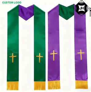 Écharpe unie en polyester avec pompon pour clergé, église, université, uniforme d'étudiants, chœur - Uniquen Enterprises - Product Image 2