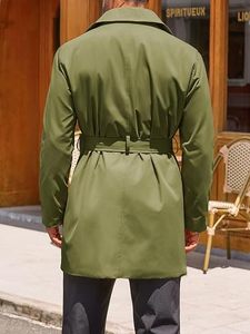 เสื้อโค้ทยาวทรงหรูหรา สีเขียวมะกอก แขนยาว ปกคอปก ติดกระดุมสองแถว ผ้าโพลีเอสเตอร์กันน้ำ เหมาะสำหรับฤดูใบไม้ร่วง - Product Image 4