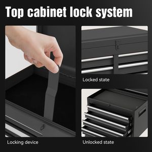 Detachable Top Rolling Tool Chest 5-Drawer <b>Storage</b> Cabinet with Universal <b>Lockable</b> Wheels Adjustable Shelves Tool <b>Box</b> Liner - Product Image 2