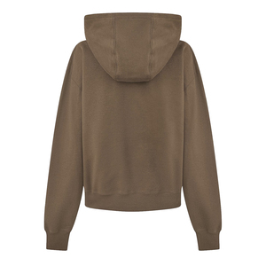 Hoodies courts en coton et polyester pour femmes, couleur marron, grande taille, pull-over, vêtements d'hiver, hoodies courts avec poche kangourou - Product Image 2