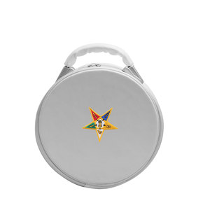 White Star Machine EMB Imitation Leather Lightweight Round <b>Masonic</b> Crown Cap <b>Case</b> (White) Without Strap - Product Image 1