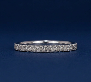 14K Gold Women's Minimalist Eternity Lab Grown Diamond <b>Ring</b> Brilliant 0.18CT Stackable Band Rhodium Plated 2.50g VVS1-VVS2 - Product Image 1