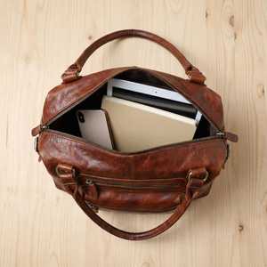 Genuine <b>Leather</b> <b>Soft</b> Business Travel Laptop <b>Bag</b> for Men with Polyester Lining and Zipper Closure Lightweight - Product Image 1
