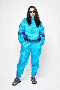 Unisex <b>Blue</b> Color Blocking Bomber Jacket Windproof Zipper Closure Sporty Style Polyester <b>Material</b> Autumn Wear - Product Image 3