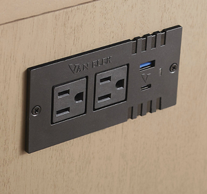 Buffet moderne minimaliste en bois de mahogany massif avec dessus en marbre, prise électrique intégrée, meuble de rangement pour chambre à coucher - Product Image 5