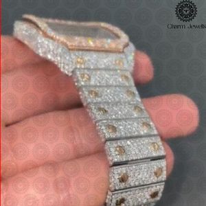 Custom Square <b>Mechanical</b> <b>Watch</b> Gold Tone Stainless Steel Bracelet <b>Watch</b> Rhinestone Dial OEM ODM for Men - Product Image 2
