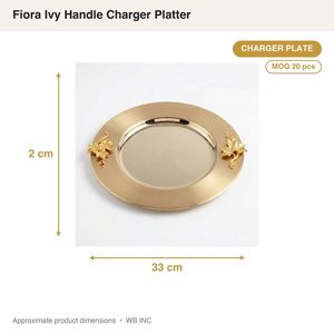 Assiette de présentation de luxe faite à la main en acier inoxydable 304, 33 cm, avec bordure en motif de lierre PVD doré, pour la décoration intérieure, les hôtels et les mariages - Product Image 4