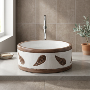 Modern Round Ceramic <b>Table</b> Top Hand Wash Basin With <b>Lifetime</b> Warranty For Hospitals And Basements - Product Image 4