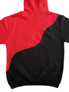 Sweat-shirts bicolores rouge et noir, logos personnalisés, coton molletonné de haute qualité avec poches kangourou, vêtements d'hiver décontractés - Product Image 5