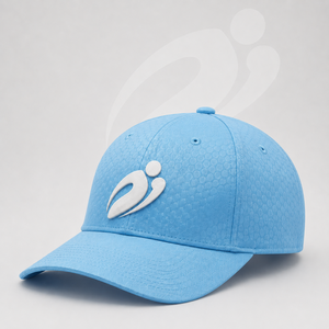 Casquette de baseball personnalisée bleue à 5 panneaux en sergé avec logo en caoutchouc en relief, respirante, imperméable, réglable, unisexe, pour sports de plein air - Product Image 5