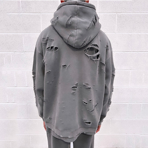 เสื้อฮู้ดดี้ผ้าฝ้ายวินเทจแบบทำสีซีดสไตล์สตรีทแวร์ ปักลาย พิมพ์ลาย ผลิตตามสั่ง พร้อมโลโก้แบบกำหนดเองสำหรับผู้ชาย - Product Image 5