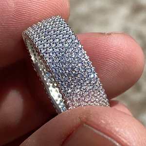 Anillo de Lujo con Inicial K, Moissanita, Plata Maciza, Chapado en Oro Amarillo, Joyería Hip Hop, Estilo Urbano Unisex - Product Image 4