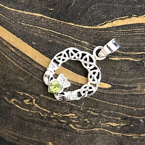 Celtic Knot Designer Modern Peridot Pendant 925 Sterling <b>Silver</b> Jewelry Handmade in India for Everyday Wear - Product Image 2