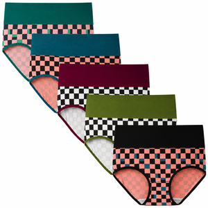 Lot de 5 bikinis AL SAWAN International pour femmes, taille mi-haute, sans couture, en coton et élasthanne, tricotés, couleur unie, basiques, lavables en machine - Product Image 1