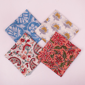 Pañuelos de algodón estampados vintage para mujer, pañuelos decorativos con motivos florales y de paisley, juego multicolor. - Product Image 5