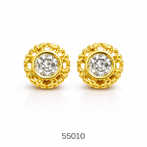 Elegantes pendientes con gemas moradas de corte ovalado y chapado en oro – Joyería de moda ligera - Product Image 1