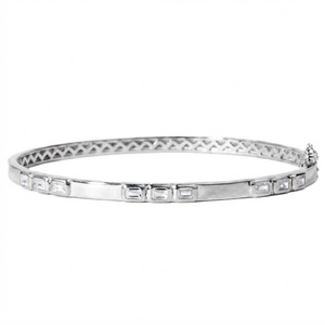 DEF Color VS VVS Clarity IGI Certified Emerald Lab Grown Diamond <b>Bangle</b> 10K 14K 18K Solid <b>Gold</b> Minimalist Cuff <b>Bangle</b> Bracelet - Product Image 4