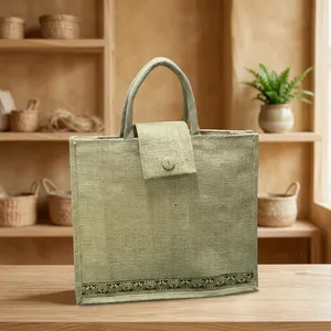 Most Demanded Flap Jute Shopping <b>Bag</b> Woven Carry Tote Rope Handle <b>Reusable</b> <b>Bag</b> for Grocery Shopping Travel and Daily Use - Product Image 3