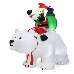 Babbo Natale Gonfiabile da 6,5 Piedi su Orso Polare con Testa Oscillante e Luci LED, Decorazione Natalizia da Esterno - Product Image 4