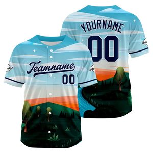 Teamname <b>Baseball</b> Jersey Sublimated Print Breathable Polyester Short Sleeve Adult Unisex Regular Fit Button Front - Product Image 3
