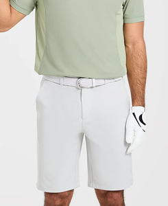 Shorts Bermuda Homme Gris Clair de Haute Qualité, Couleur Unie, Séchage Rapide, Mélange Coton, Décontracté avec Poches, Taille Mi-Haute, Fermeture Boutonnée - Product Image 3