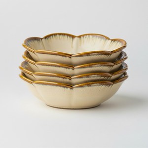 Bol en céramique UO de luxe en forme de pétale, taille personnalisée, ouverture large, compatible micro-ondes, style vintage, luxe léger, rétro, pour légumes, fruits et salades - Product Image 1