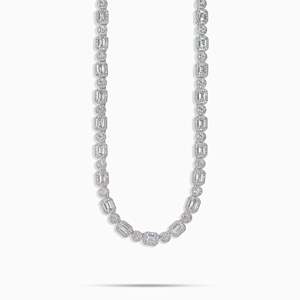 Women's 925 Sterling Silver Brilliant Cut Diamond Hiphop Tennis Chain <b>Statement</b> <b>Necklace</b> Rhodium Plated for Certified - Product Image 1
