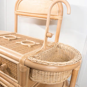 Cuisine de jeu artisanale en osier, station de cuisson en rotin naturel avec évier et étagères, cadeau pour jeu d'imitation imaginatif pour enfants - Product Image 2