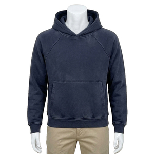 <b>Men's</b> Navy Blue Hooded Acid Wash Hoodie-Regular Fit Cotton Fleece Regular Sleeve Casual Custom Wear Solid Color Pocket Design - Product Image 1