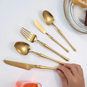 Ensemble de couverts en argent et acier inoxydable, gravé, style rustique, pour mariages, hôtels, restaurants, avec support en métal doré - Product Image 5