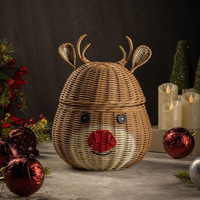 Adorable Ensemble de Décorations de Noël en Rotin, Renne de Noël en Osier à Bas Prix, Ornements d'Extérieur de Noël