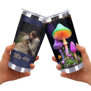 Stainless Steel Tumbler 20oz Double Wall <b>Insulated</b> Custom Design Mushroom Print Travel <b>Mug</b> - Product Image 2