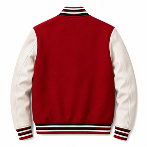 Custom Varsity <b>Jacket</b> Men's Wool Blend <b>Leather</b> Sleeve Button Up Streetwear Baseball <b>Jacket</b> Bulk Wholesale OEM - Product Image 2