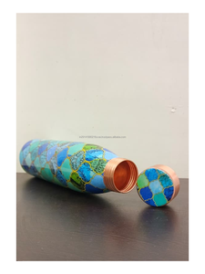 Dr. Botella de Agua Portátil de Gran Capacidad, Estilo Americano, Personalizada, Ecológica, con Tapa, Diseño Choice Meena Print Copper, para el Hogar y Comedor - Product Image 4