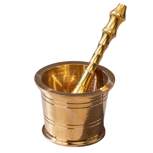 Mortero y pilón de latón de alta calidad con grabado y acabado pulido para moler café y especias manualmente, metal Imam Dasta - Product Image 3
