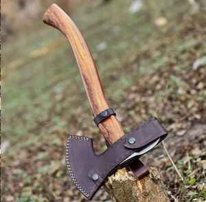 Hache Viking en Acier Damas Forgé à la Main, Vente Directe d'Usine, Idéale pour le Camping et la Survie en Extérieur, avec Étui en Cuir – Meilleure Vente - Product Image 6