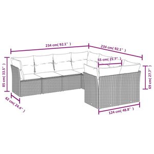 Conjunto de Sofás Modulares Grandes de Ratán Sintético PE Beige para Jardín, Muebles Modulares Cómodos para Exteriores - Product Image 3