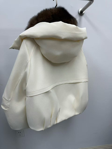 Parka d'hiver rembourrée en duvet de canard blanc, style haut de gamme, nouvelle collection, coupe courte et ample, col en fourrure de renard, respirante et épaisse, pour femme - Product Image 3