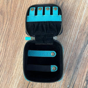 Turquoise botte point daim cuir carré boîte à bijoux Western bijoux affichage mallette de rangement femmes voyage Portable étui à bijoux - Product Image 6