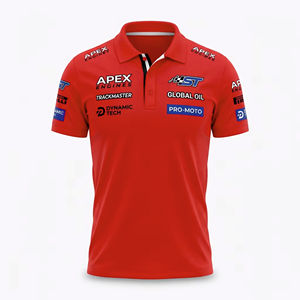Diseña tu propia camiseta polo de automovilismo con sublimación y bordado, ligera, tallas grandes, para el personal del equipo Pitcrew. - Product Image 3