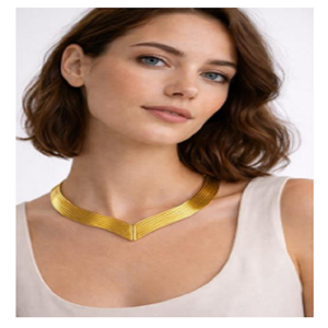 Collar de Gargantilla Geométrico Chapado en Oro de Aleación de Zinc para Mujer, Diseño Clásico a Rayas para Uso Diario, Joyería - Product Image 2